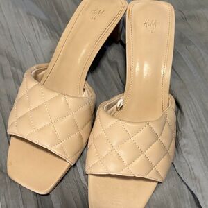 H&M Beige Quilted Women's Mules
